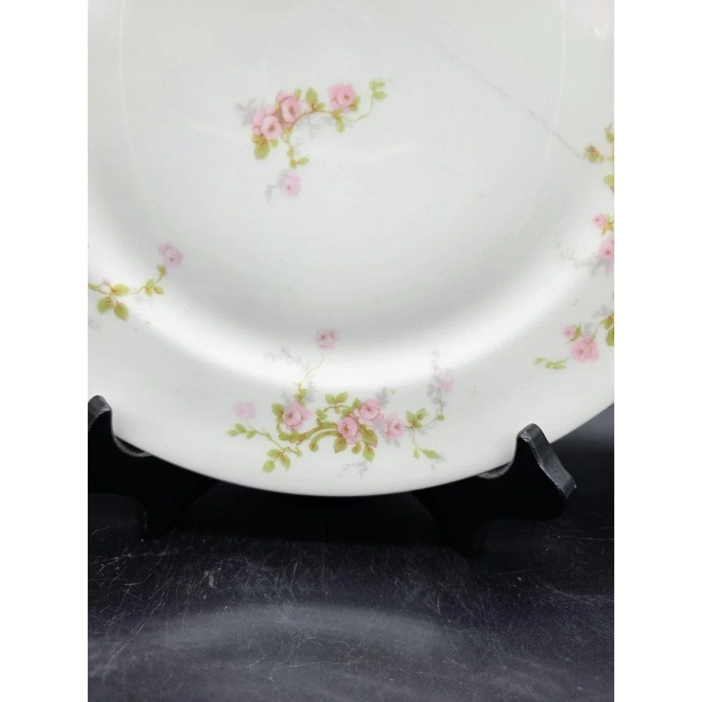 Set/4 Antique Haviland Limoges Dinner Plate Pink Rose 9.25